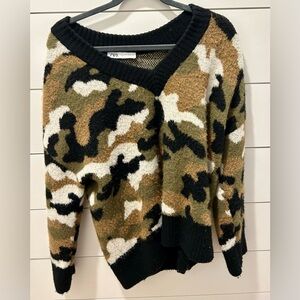 Zara fuzzy camouflage sweater. Size M. Super cute and comfy.